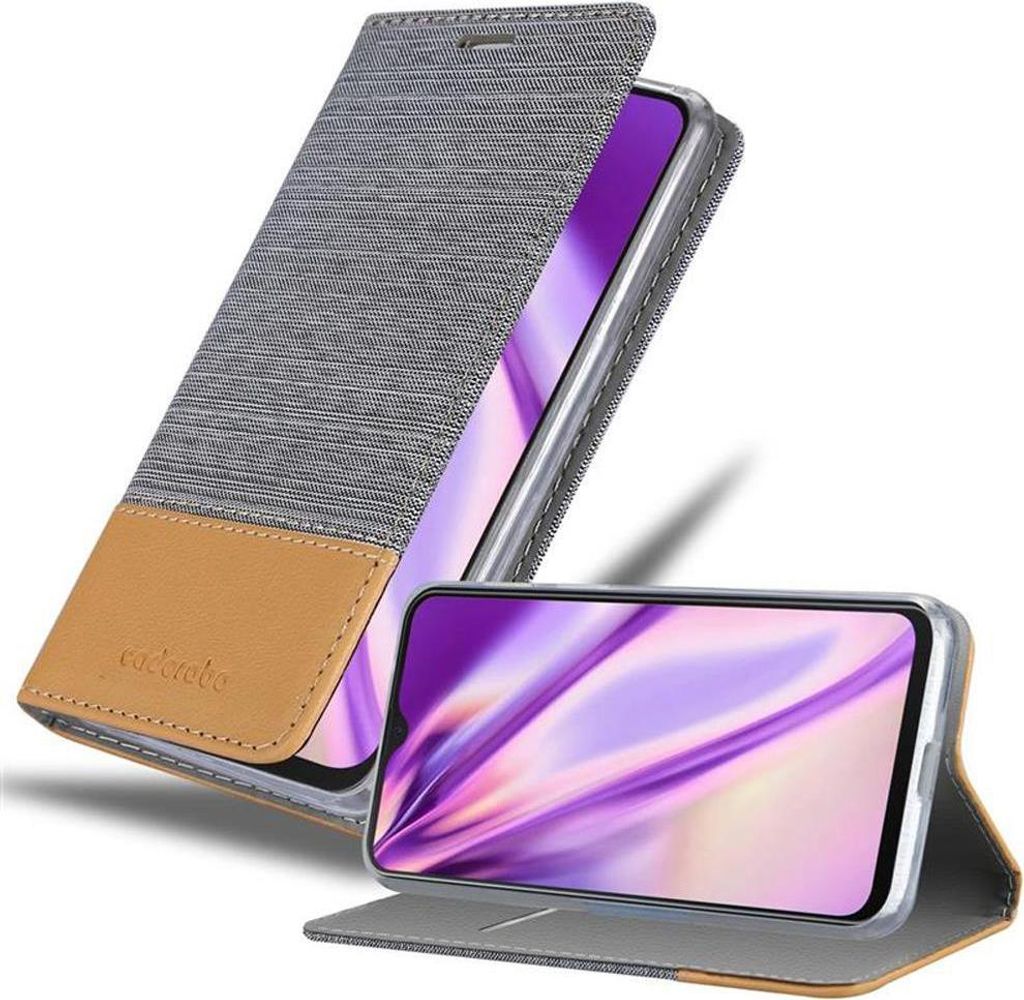 Cadorabo Hülle für Samsung Galaxy M20 Schutzhülle in Grau Handy Hülle Etui Book Case Cover