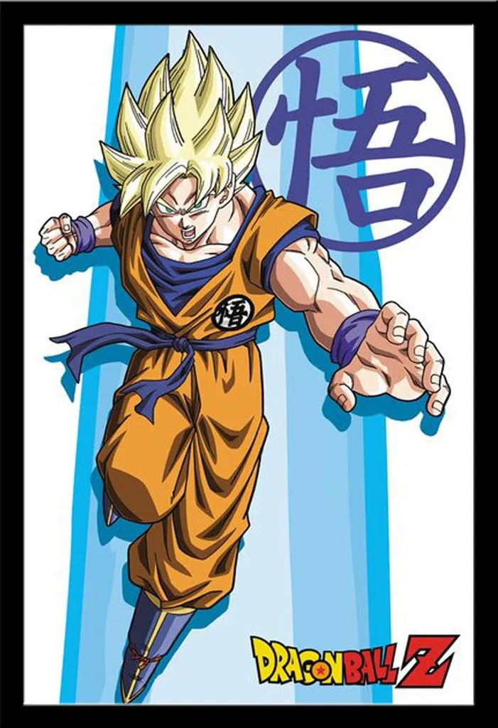 Poster Dragon Ball Z Super Saiyan Goku avec cadre noir Shinsuke Maxi