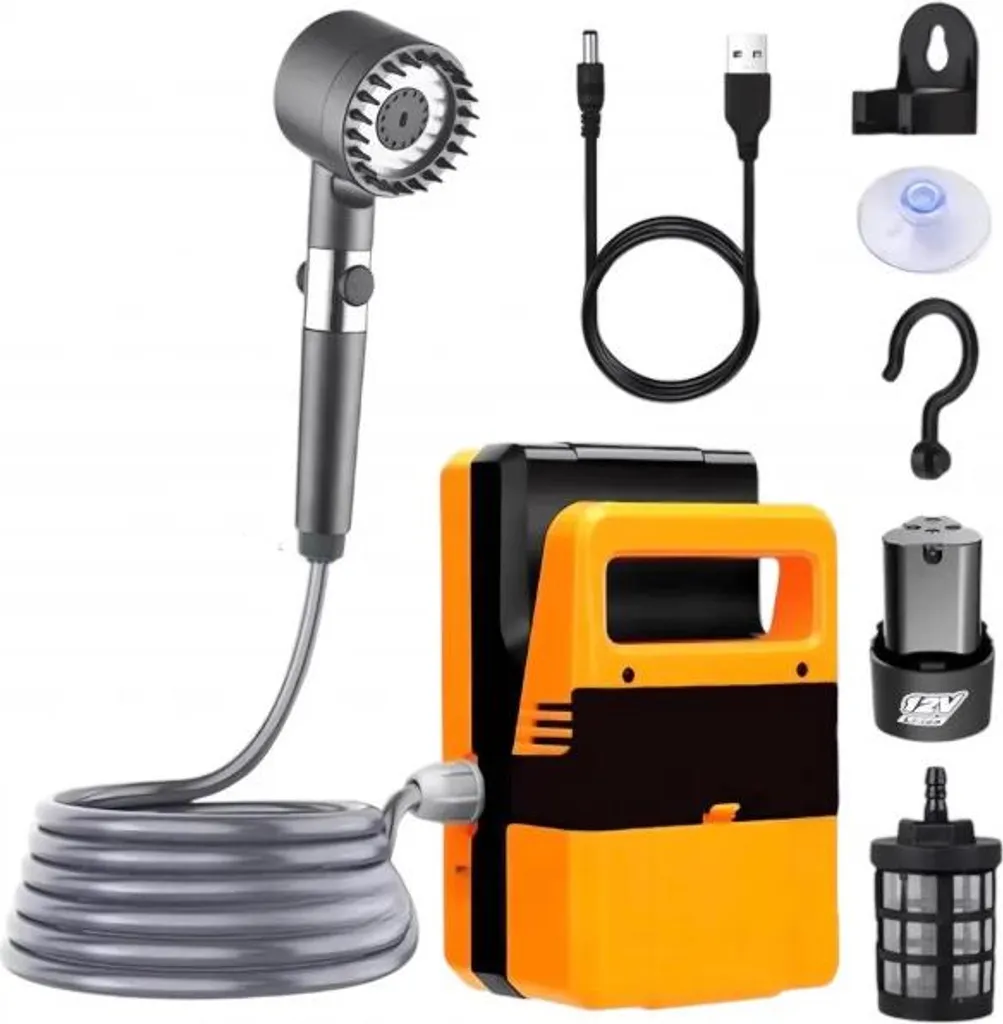 Doccia Portatile da Viaggio Verk 27521: Ricaricabile 12V Outdoor