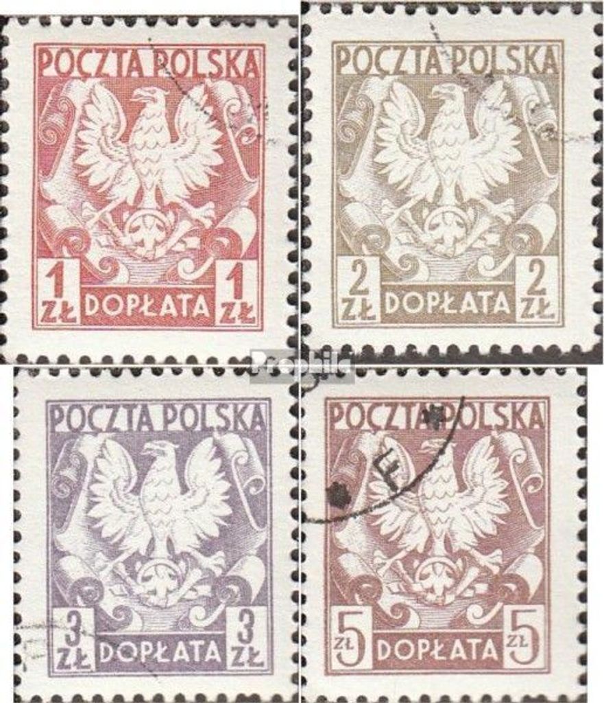 Briefmarken Polen 1980 Mi P165-P168 (kompl.Ausg.) gestempelt Portomarken Staatswappen auf Schild