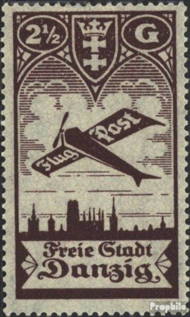 Briefmarken Danzig 1924 Mi 206 mit Falz Flugpost
