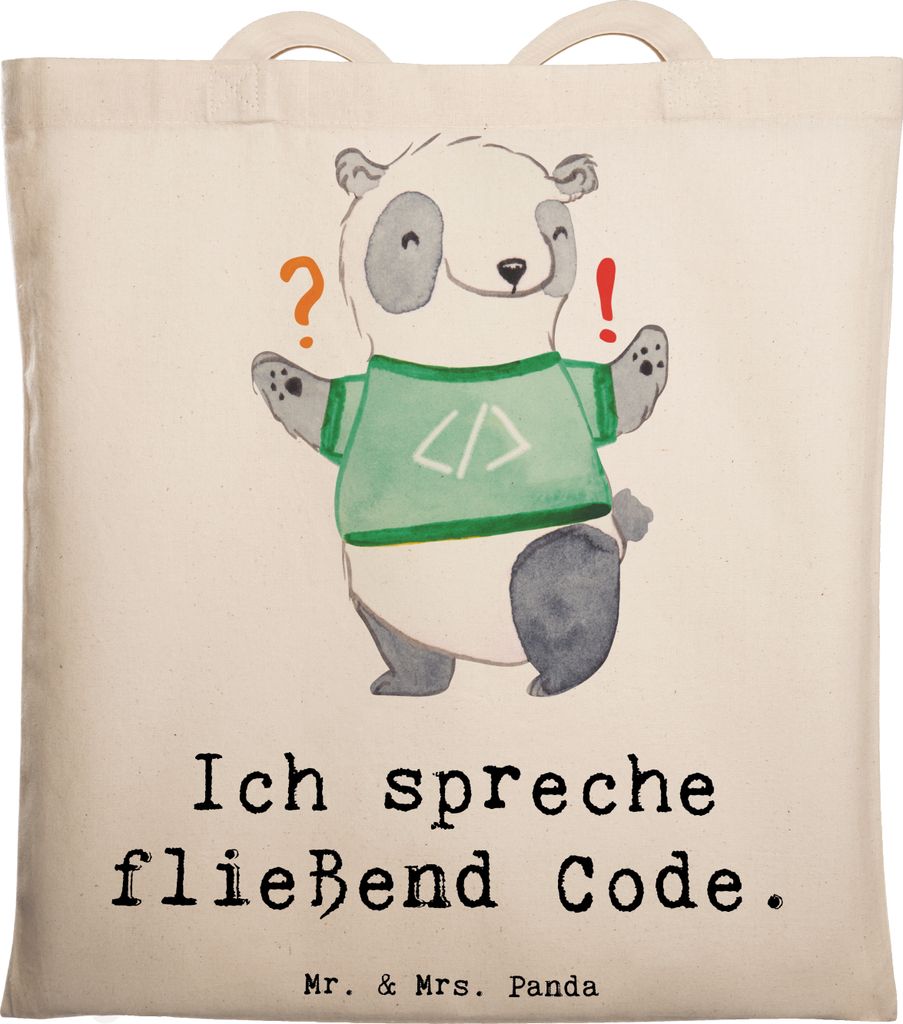 Mr. & Mrs. Panda Tote Bag Code Meister - Transparent - Geschenk, Debugging, Laptoptasche, Beruf, Softwareentwicklung, Tasche, Unitasche, Programmie...