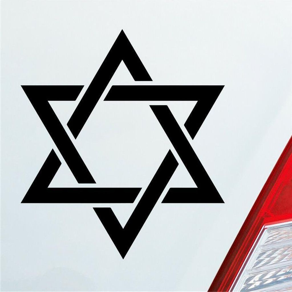 Auto Aufkleber Judentum Star Zeichen Symbol Stern 10x9 cm Schwarz Matt Sticker Heckscheibenaufkleber