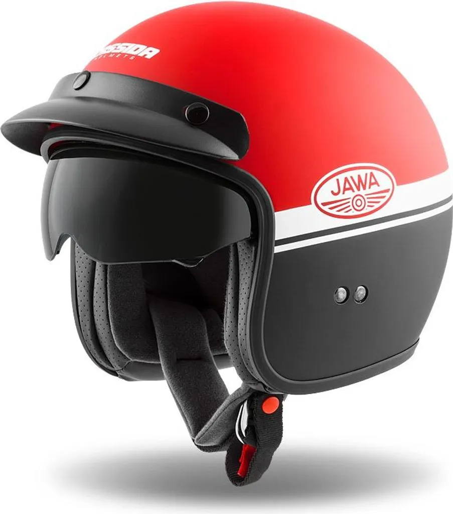 Casque Jet Moto Cassida Oxygen Jawa OHC Rouge Mat Taille XS Mixte