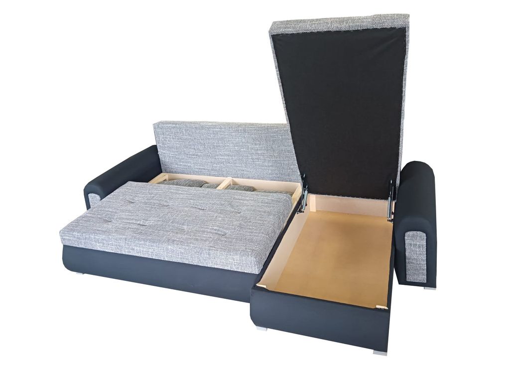 Relax-Ecksofa mit Schlaffunktion und Bettkasten in grau und Produktbild 3