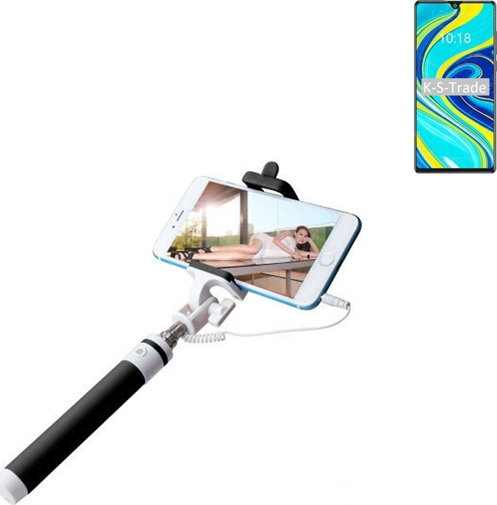 K-S-Trade Selfie Stick kompatibel mit Cubot P40 Selfiestick kabelgebunden Monopod mit Kabel Stab Stange Selfportrait Handheldstick schwarz 1x