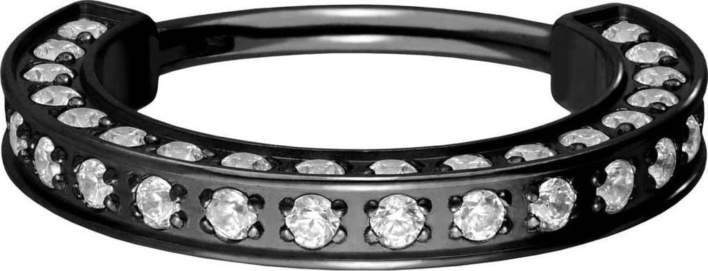 Ohrpiercing, Nasenpiercing, Septum Piercing Titan Segmentring Clicker KRISTALLRAND Schwarz Innendurchmesser: 12 mm