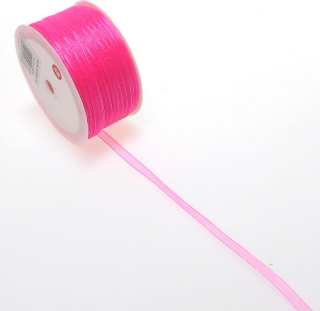50m Antennenband Organza 6mm breit mit Webkante Dekoband Schleifenband, Farbe:pink