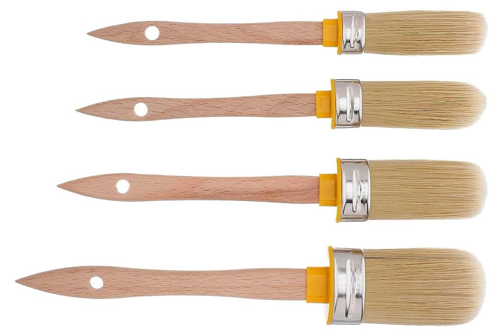 4 Stück Kantenpinsel Oval Flachpinsel mit Robusten Borsten und Ergonomischem Griff für Präzise Malerarbeiten an Wänden, Holz und Dekoration