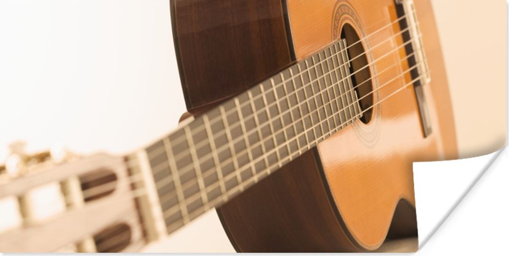 MuchoWow Poster Eine auf der Seite liegende akustische Gitarre 160x80 cm - Foto Poster