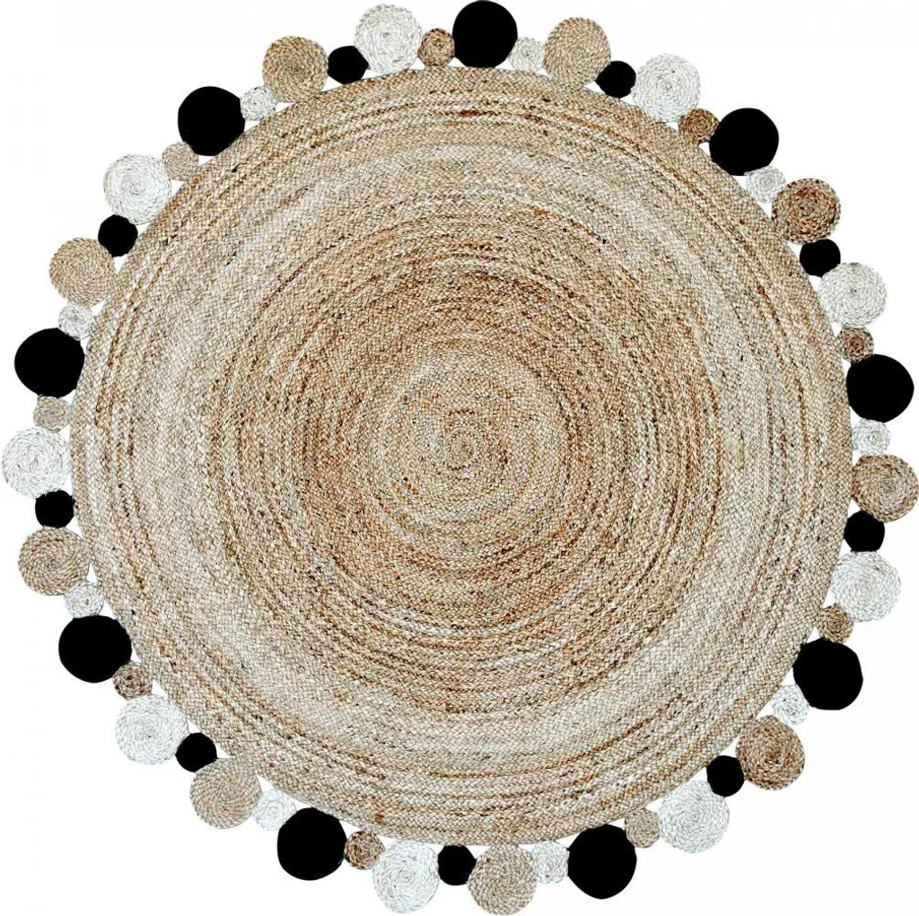 JT RONDI Tapis Rond en Jute Fait Main Naturel - Style Bohème Ø 120 cm