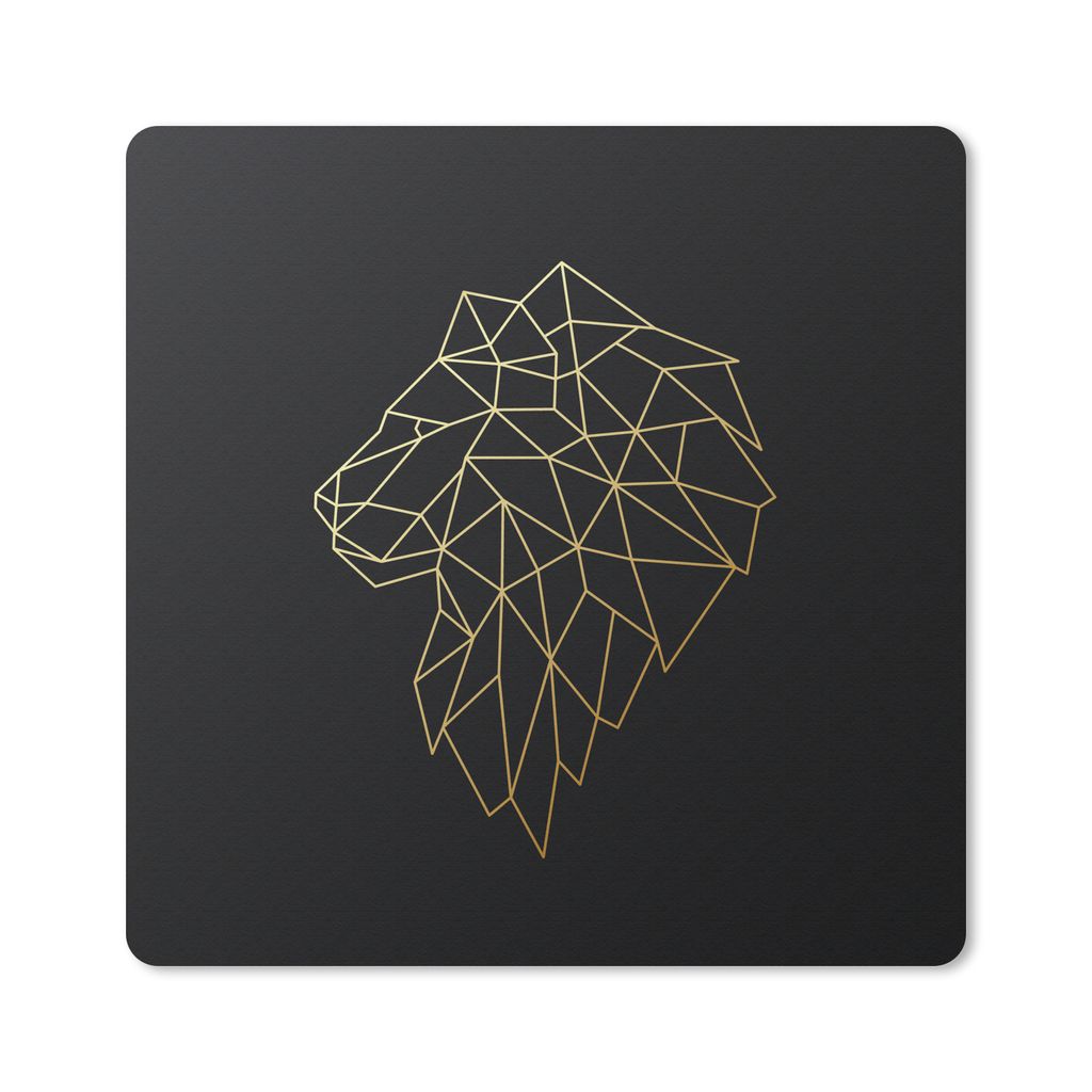 MuchoWow Mauspad Mousepad Löwe - Illustration - Gold 20x20 cm - Mousepads - Maus Mat - Pad - Mausunterlage - Desk Mat - Bureauartikeln