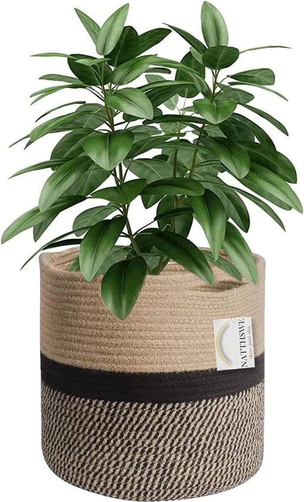 Gewebter Pflanzenkorb - dekorativ und praktisch - 1 Stück - Baumwolle und Jute - 7 Zoll