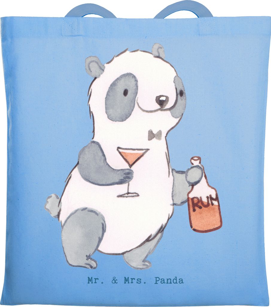 Mr. & Mrs. Panda Jutebeutel Kneipenwirt Herz - Sky Blue - Geschenk, Gaststätte, canvas tasche, Kneipe, Bar, Einkaufstasche, Rum, Beutel, Tote Bag,...