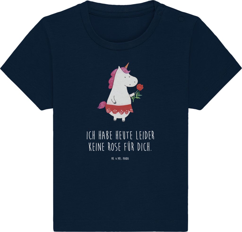 Mr. & Mrs. Panda Babyshirt Einhorn Dame 24. - 36. Monat - French Navy - Geschenk, Baby T-Shirt, Öko, Trennung, Unicorn, Bachelor, Einhörner, Kind...