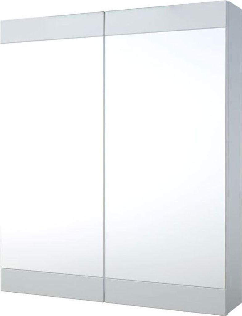 Bad - Spiegelschrank Eluru 01, Farbe: Weiß glänzend – 70 x 60 x 14 cm (H x B x T)