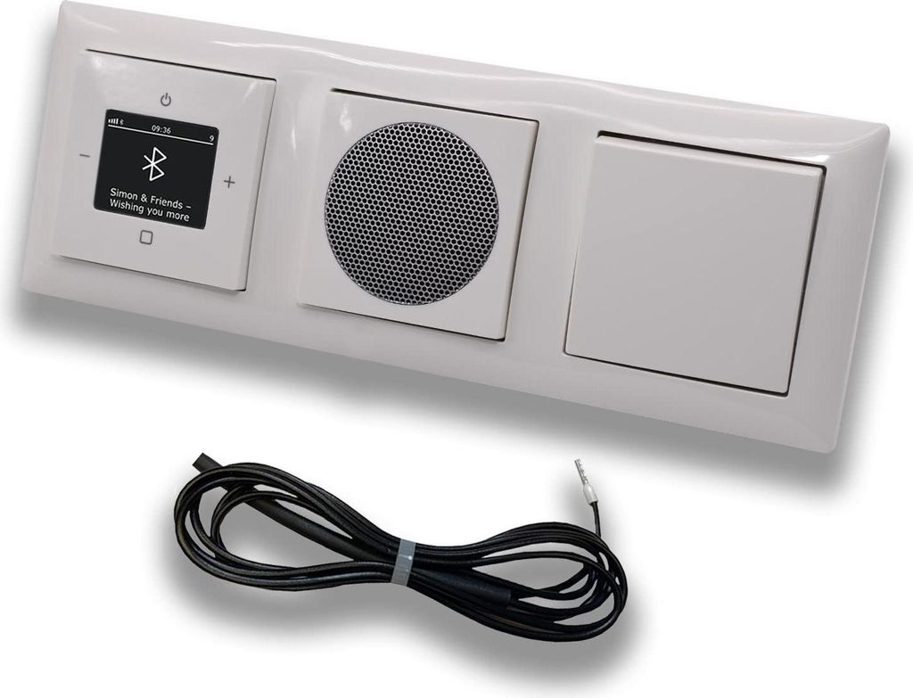 Busch Jäger DAB+ Unterputz Bluetooth Radio 8217U-101 Balance Si alpinweiß Komplett-Set + Lautsprecher + Wechselschalter Wippschalter AN/AUS 2000/...