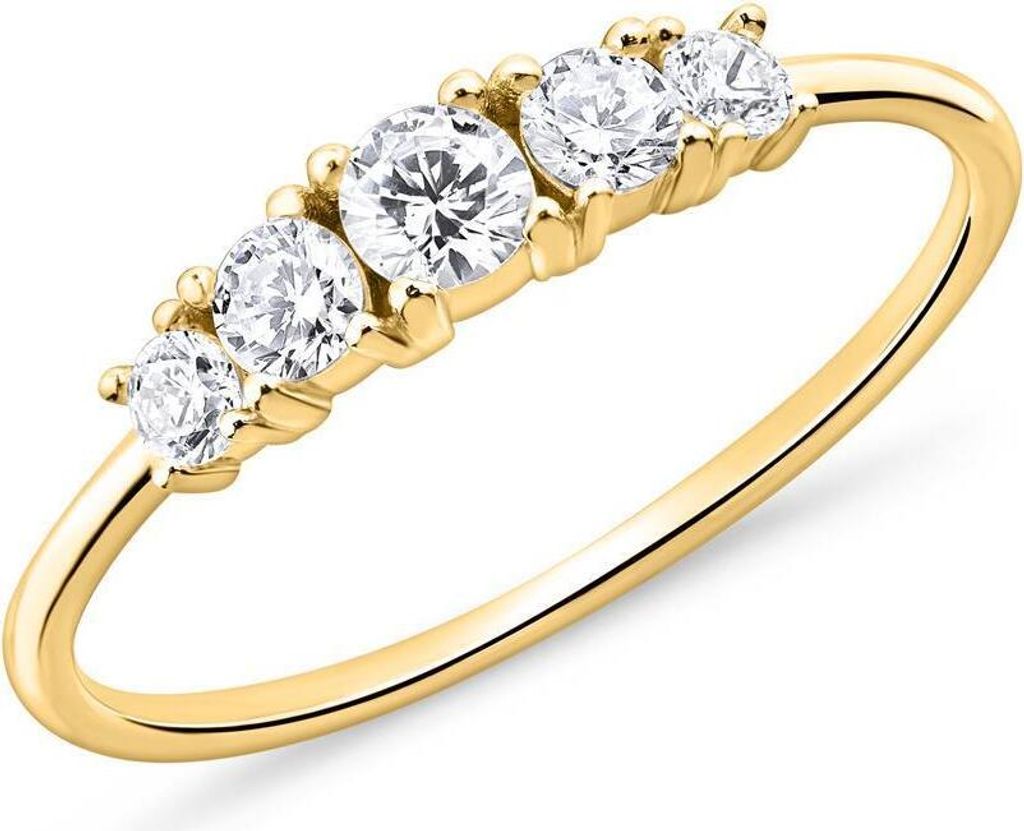JEWLIX Damenring vergoldetem Sterlingsilber mit Zirkonia (Größe: 50mm)
