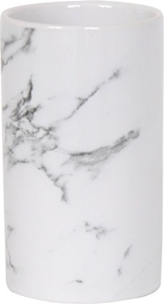 MSV Zahnputzbecher Zahnbürstenhalter Toscana 6,6 x 6,3 x 10,5 cm Weiß