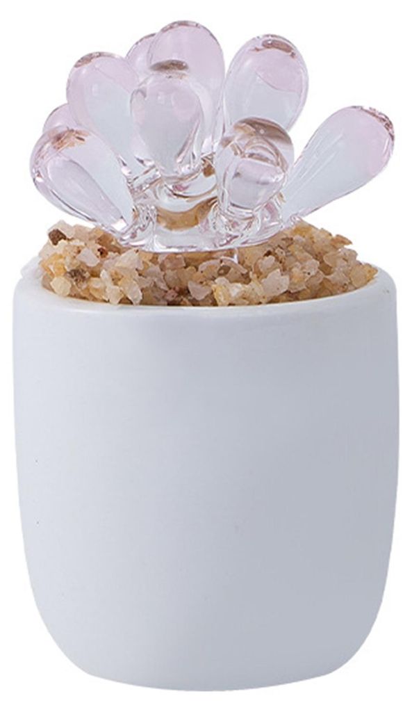 Niedliche Mini-Figur aus mundgeblasener Kristallblume im Topf – Sammlerstück, Geschenkidee zum Muttertag, Geburtstag oder Weihnachten