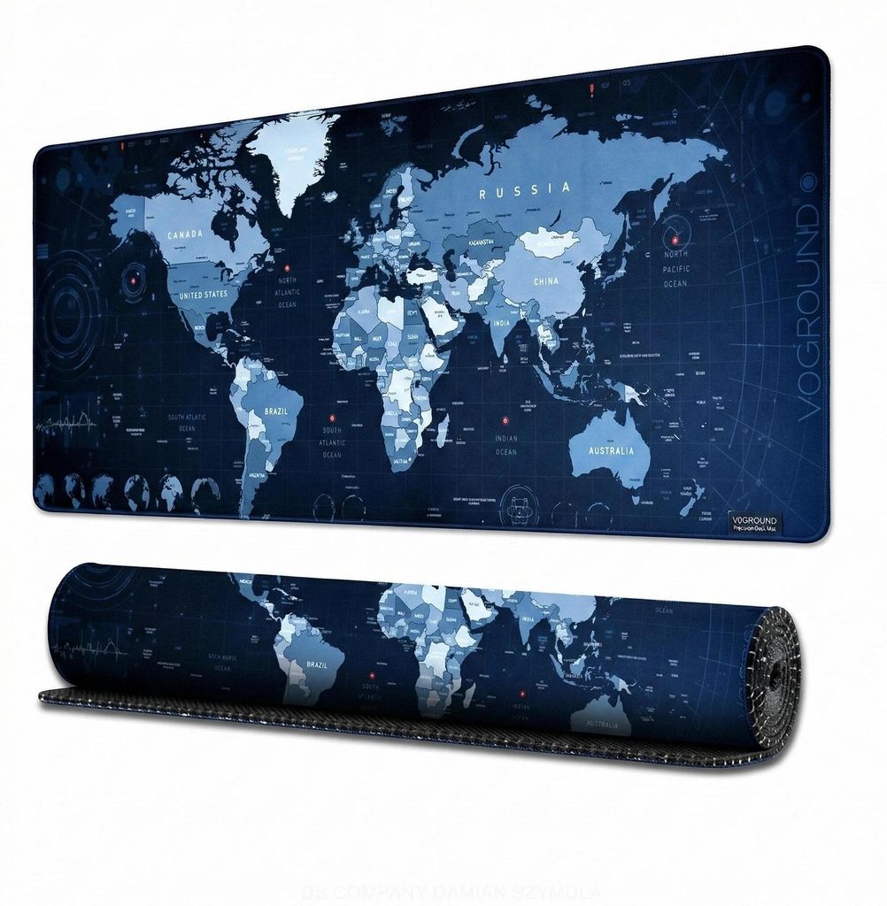 Tech-World Xxxl Gaming Mauspad 90X40 Cm – Modernes Weltkarten-Design In Dunkelblau, Wasserdicht, Rutschfest, Vernähte Kanten