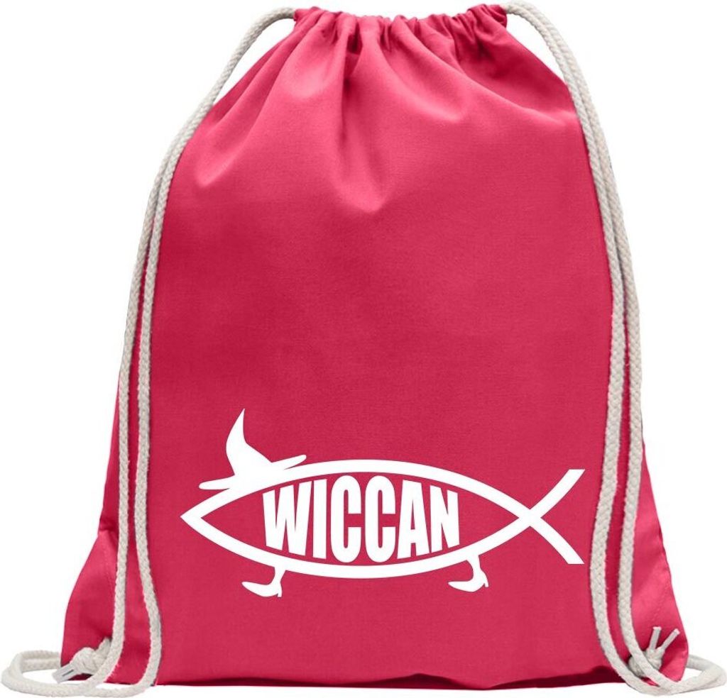 Kiwistar - Turnbeutel - pink - Wiccan Fisch - Fun Rucksack Sport Beutel Gymsack Baumwolle mit Ziehgurt