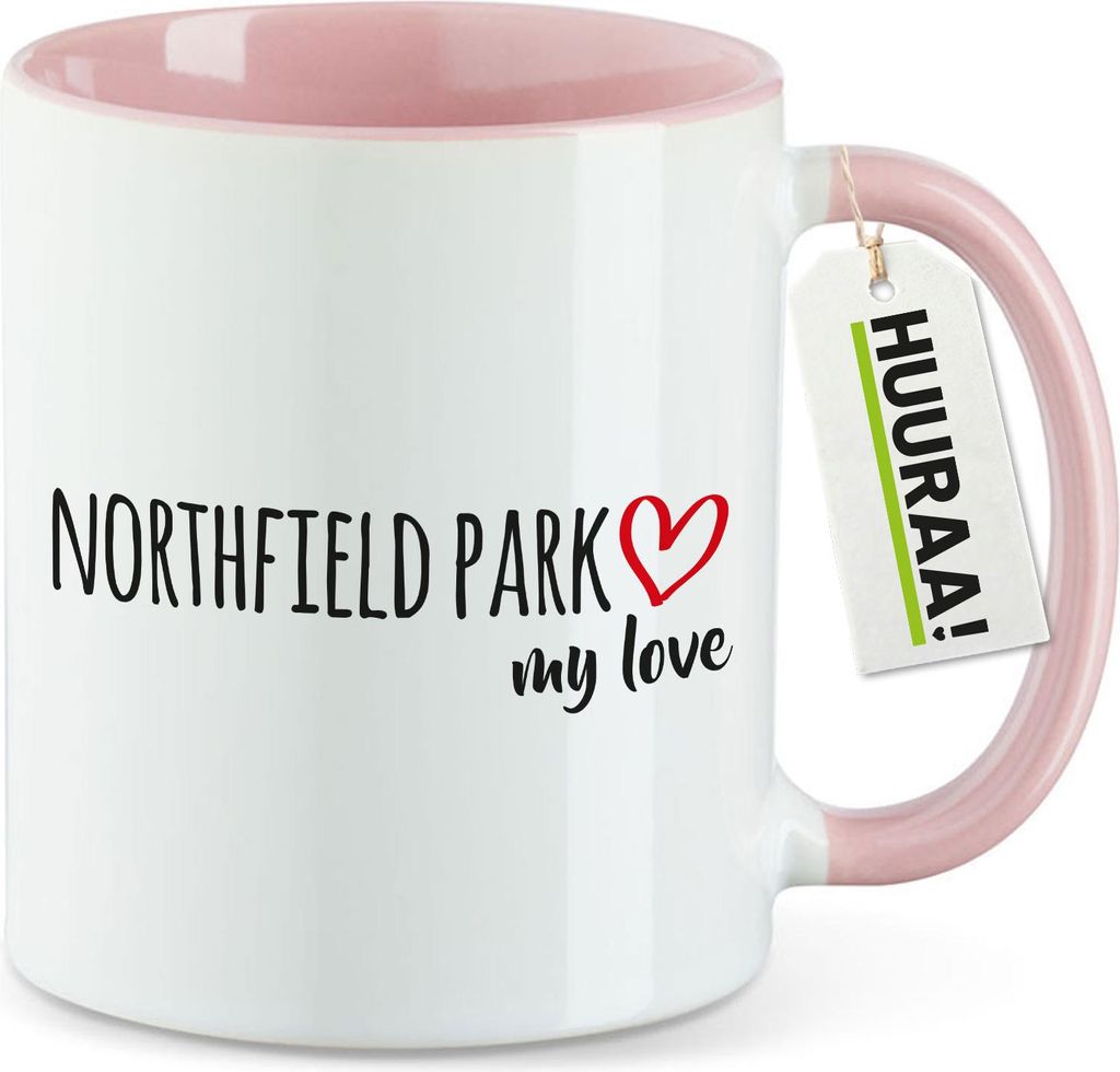 Huuraa Kaffeetasse Northfield Park my love 330ml Rosa Keramik Kaffeebecher Geschenkidee