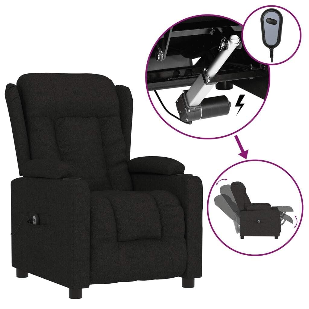 vidaXL Relaxsessel Elektrisch Schwarz Stoff