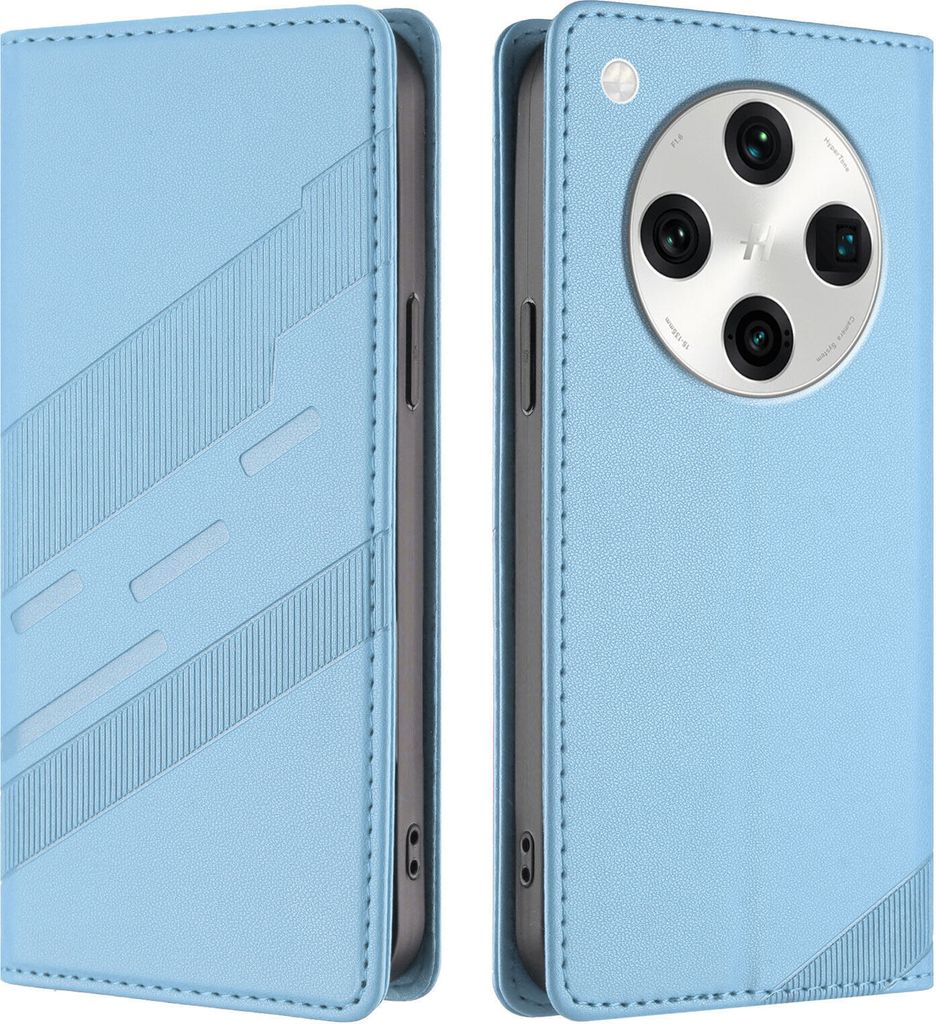 Hülle für Oppo Find X8 Pro, Kunstleder Brieftaschen Handyhülle mit Kartenfach und Standfunktion Hellblau