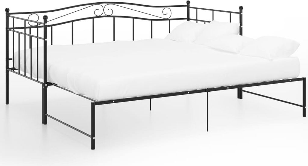 Ausziehsofa Bettgestell Schwarz Metall 90x200 cm