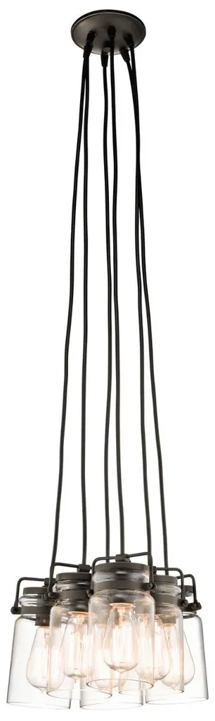 Lampe à Suspendre Brinley Bronze à 6 Globes en Verre Style Vintage