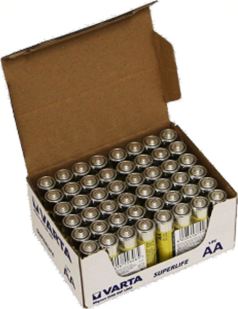Varta Superlife AA -Batterien. Zinkkohlenstoff. pro 60. (Arbeitsplatzverpackung)