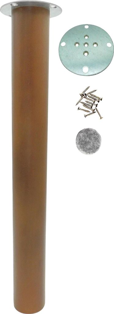 Buchenfüße Rund Ø50 mm, 74 cm, Nussbaum-Finish mit Montage-Set für Tische und Schreibtische, Hochwertiges Holzdesign