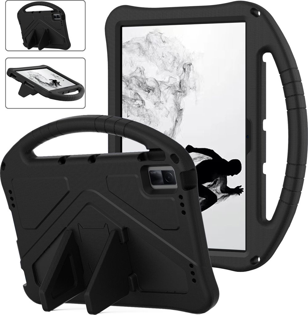 Kinder Hülle für TCL Tab 11 9466/TCL NxtPaper 11 2023, Eva Leichte Stoßfeste Ständer, Kids Griff Schutzhülle Schwarz