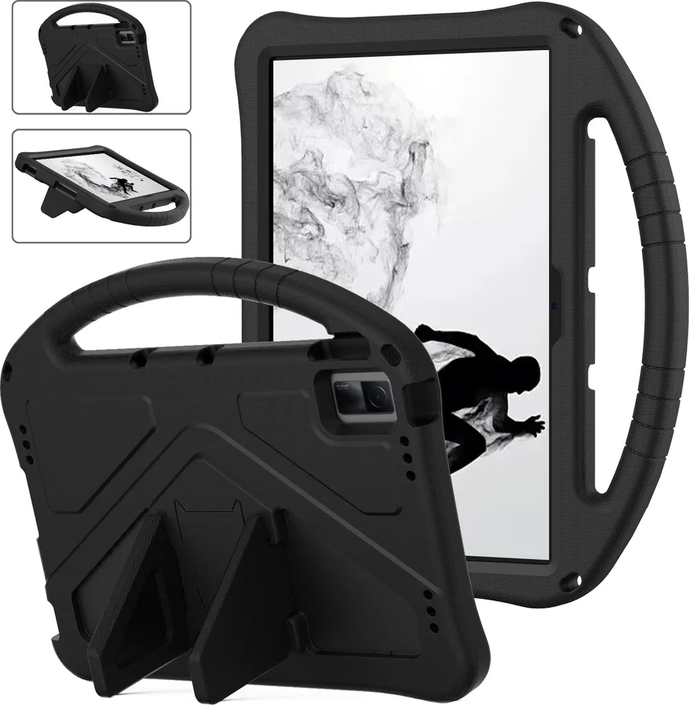 Custodia per bambini per TCL Tab 11 9466/TCL NxtPaper 11 2023, custodia antiurto leggera in EVA con supporto pieghevole e maniglia nera