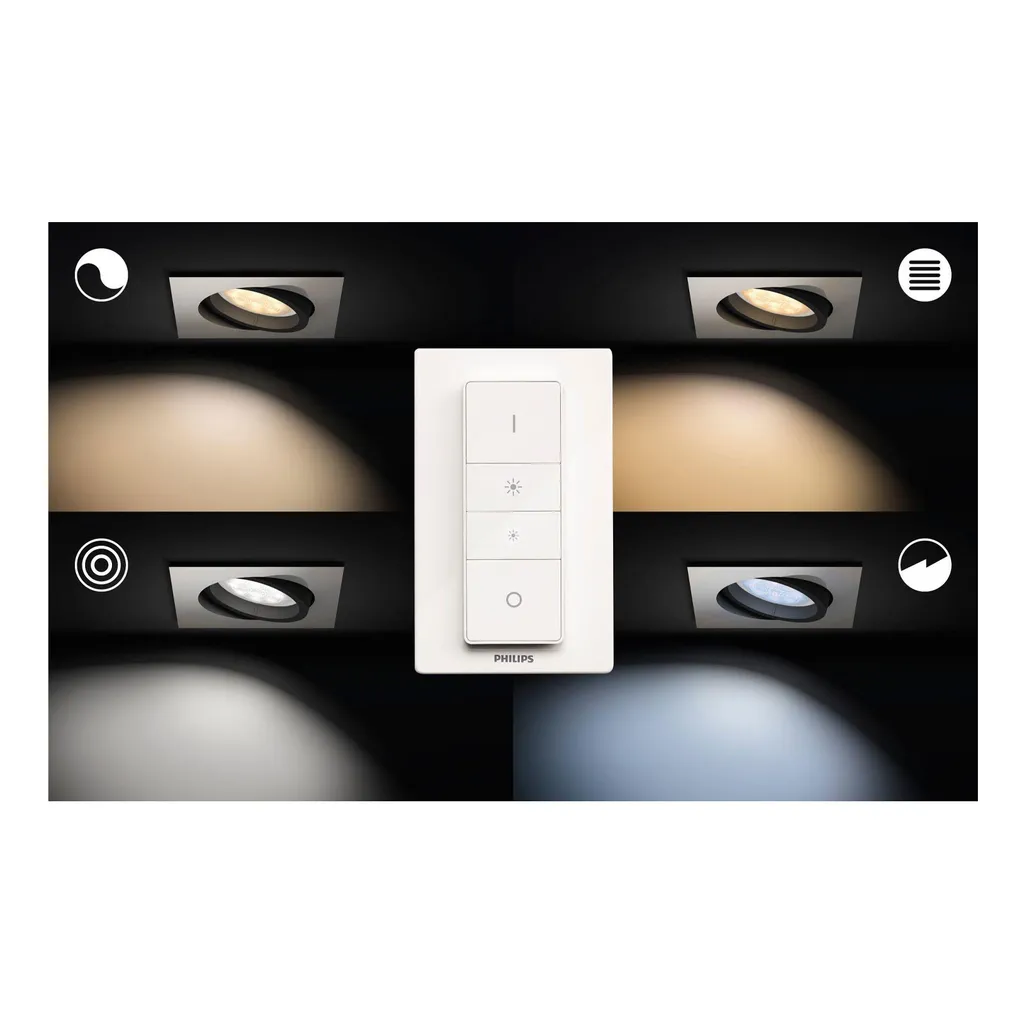 Spot LED Encastrable Carré Philips Hue Milliskin Argent White Ambiance - 8