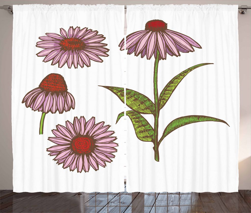 ABAKUHAUS Apotheker Rustikaler Vorhang, Sonnenhut-Kräuter, Wohnzimmer Universalband Gardinen mit Schlaufen und Haken, 280 x 225 cm, Mehrfarbig