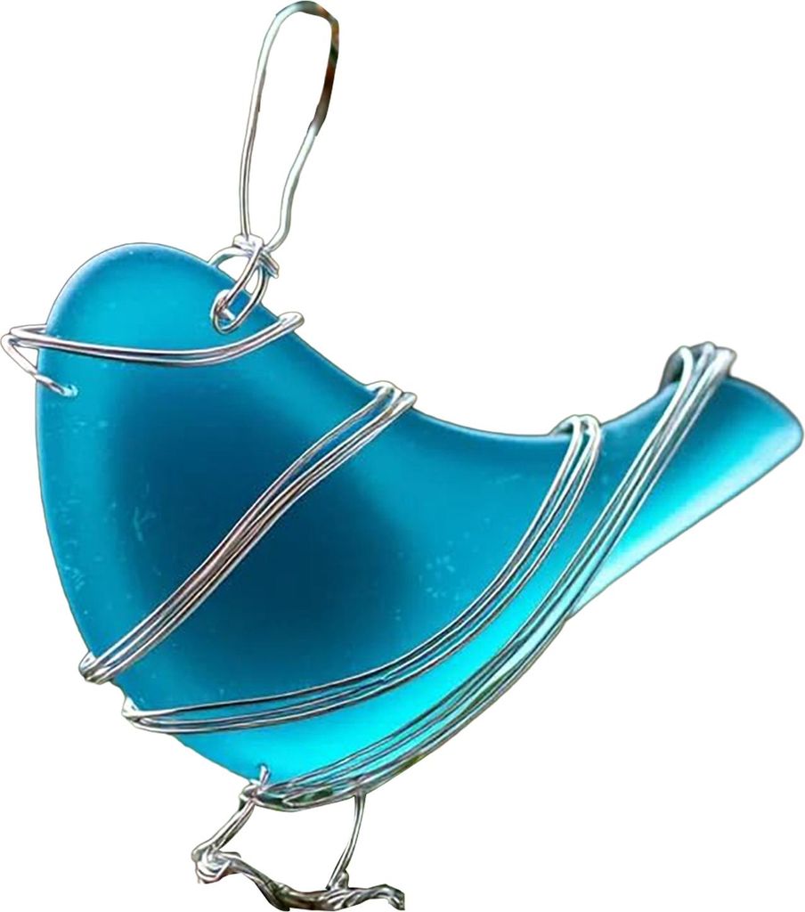 Handgefertigter Vogelschmuck aus Treibglas, Christbaumschmuck, Strandkunst für Vogelliebhaber