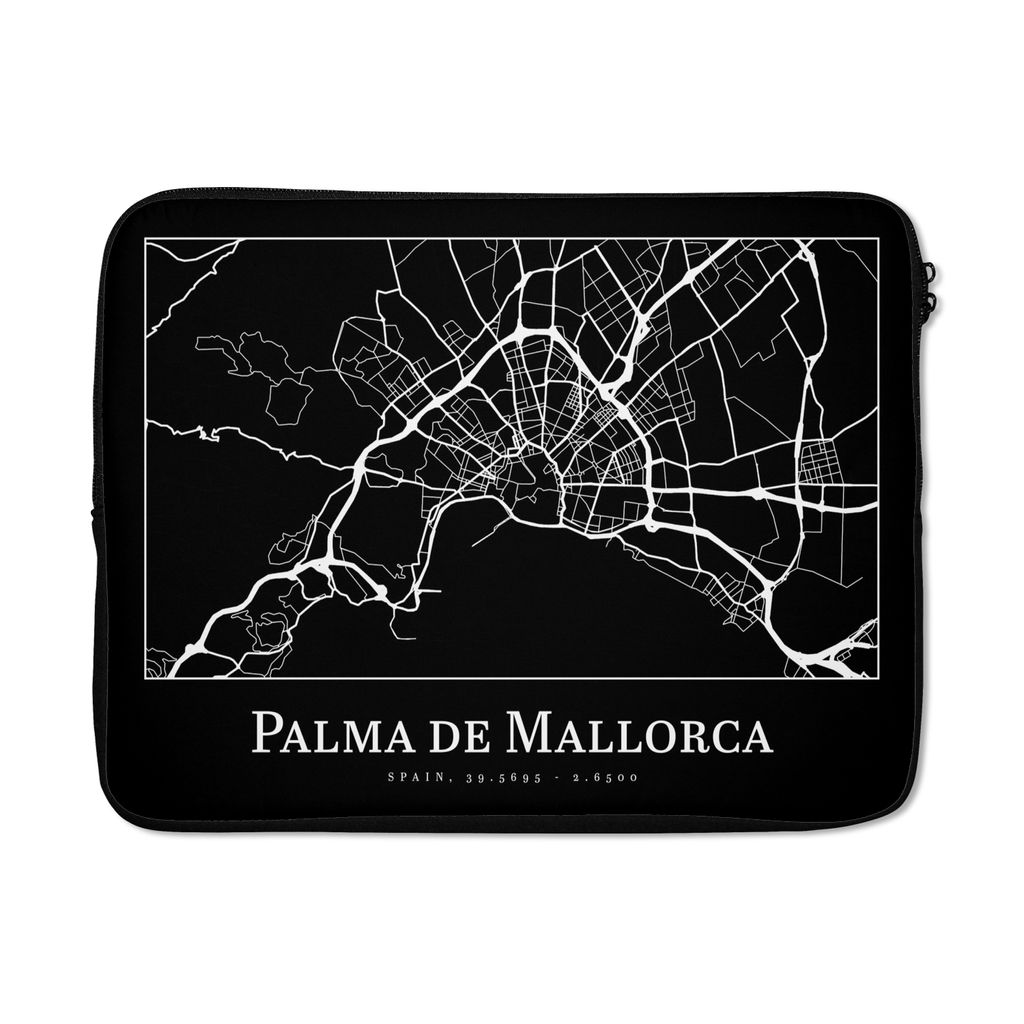 MuchoWow Laptop Hülle 15 Zoll Karte - Stadtplan - Palma de Mallorca - Karte Laptoptasche - Laptoptasche - Sleeve - Rundum-Schutz