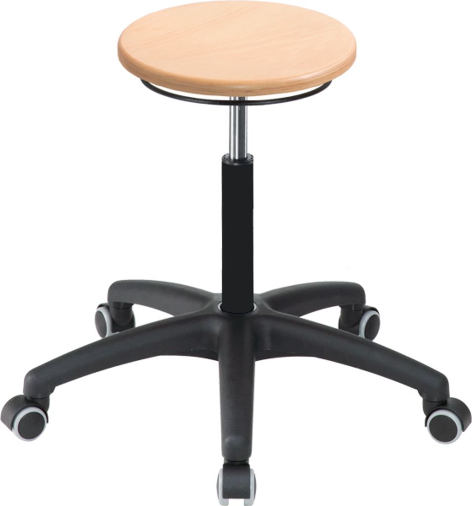 Drehhocker m.Rollen Buche natur Sitz-H.420-550mm Produktbild 