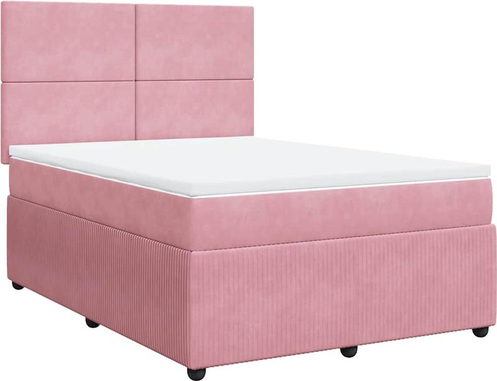 vidaXL Boxspringbett mit Matratze Rosa 160x200 cm Samt