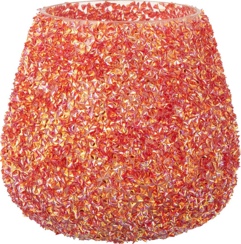 J-Line Kerzenständer Perlen Glas Dunkelorange Medium
