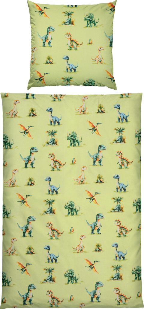 REDBEST Kinder-Bettwäsche grün 1x 135x200 cm + 1x 80x80 cm