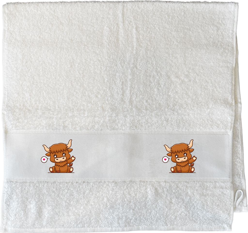 Huuraa Handtuch Schottisches Hochlandrind Zottelrind 50x100cm White Baumwolle Handtuch Geschenkidee