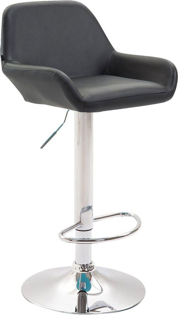 Barhocker Kunstleder - Hocker - 360° drehbarer Sitz, höhenverstellbar | Farbe: Schwarz | Grundfarbe: Chrom