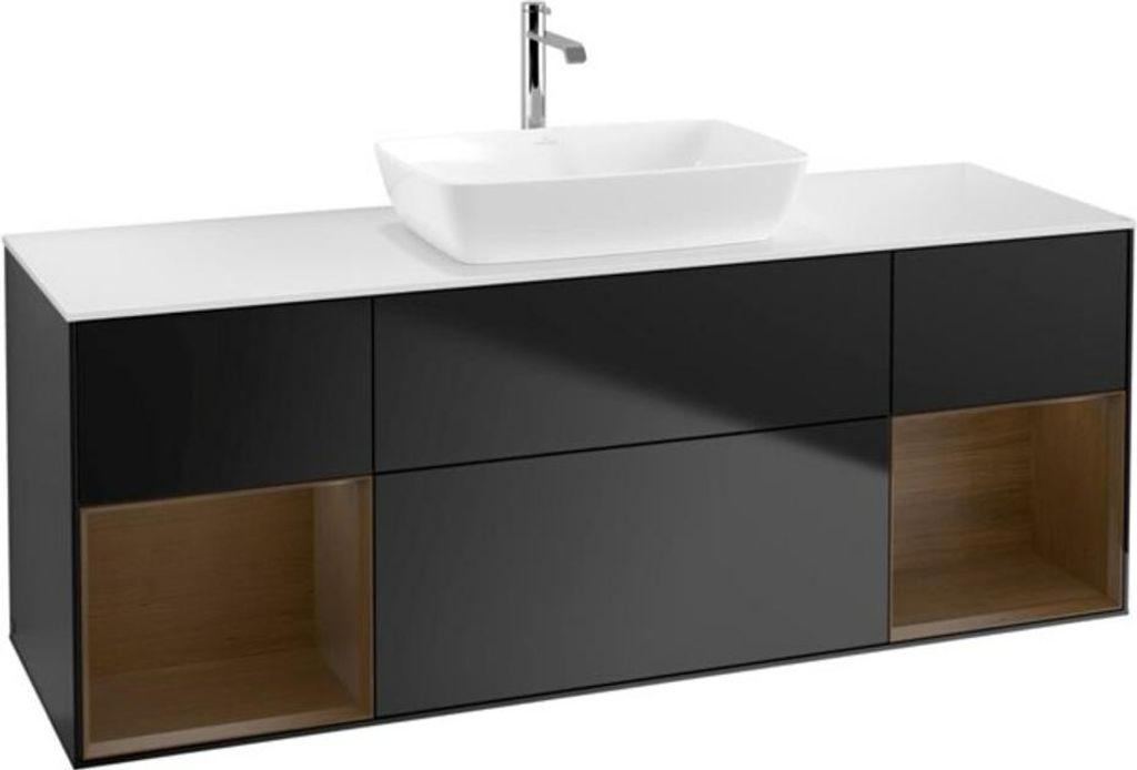 V&B Waschtischunterschrank Wandbeleuchtung Finion 160cm, Pl wh. m, Reg wal ven, bla m Lac