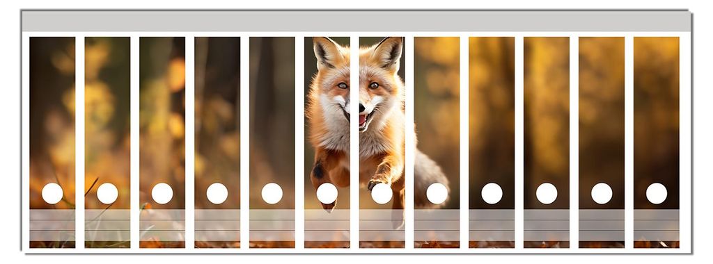 Wallario Ordnerrücken Sticker, selbstklebend für breite Ordner, 12 Stück, Motiv Rennender Fuchs