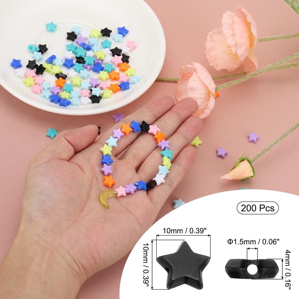 200 Stš¹ck 10mm Kandi Beads for Jewellery Making, Perlen zum Auff?deln fš¹r Schmuckherstellung , DIY Armb?nder, Halsketten Handwerk(Schwarz)