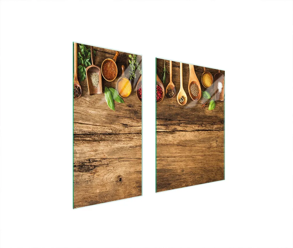 Tagliere in Vetro Copri Piano Cottura 75x52 | 2 Pezzi Legno Marrone