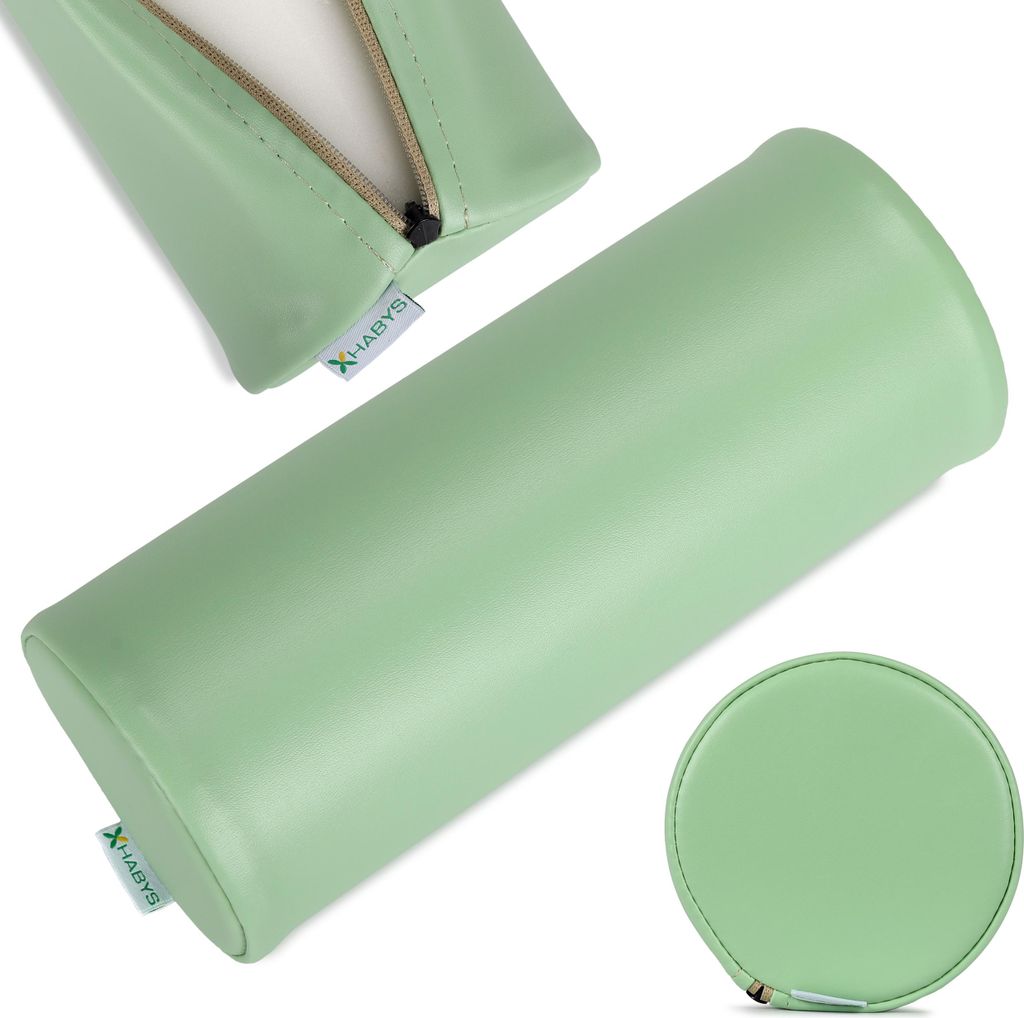 Habys Lagerungsrolle, Vollrolle, Nackenkissen, Lagerungskissen, Nackenrolle, Knierolle für Massage und Therapie, Fitnessrolle, 12x30cm Grün